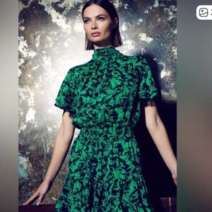 NWT !!! MISA LOS ANGELES Saffie Dress Elegant Green Floral Dress